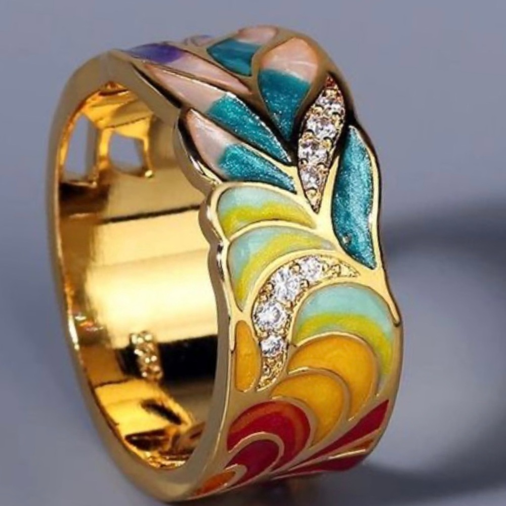 Handmade 🫐 Colorful Enamel Gold Ring